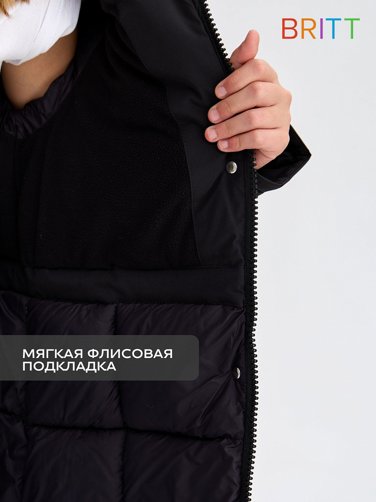 Куртка для девочки зимняя BRITT, черно-розовая, модель 65346