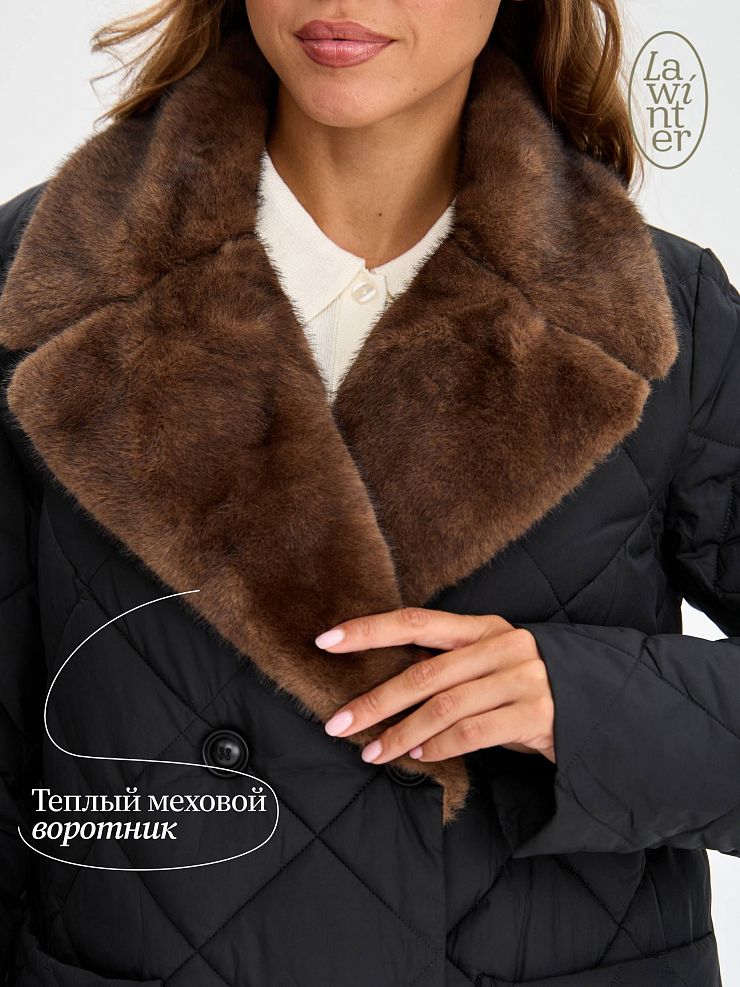 Пуховик женский зимний LAWINTER, черный, модель 83707