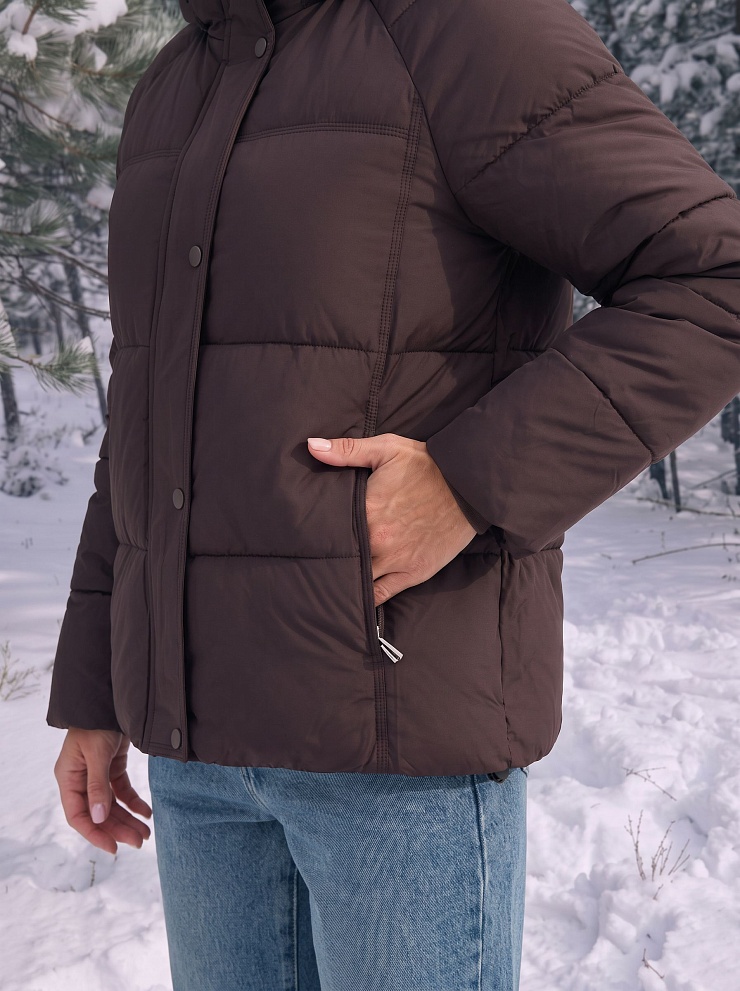 Куртка женская зимняя LAWINTER, коричневая, модель 85316
