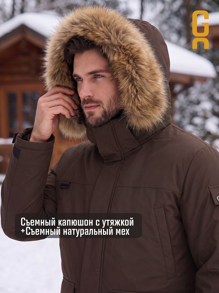 Парка мужская зимняя GRIZMAN, коричневая, модель 73594
