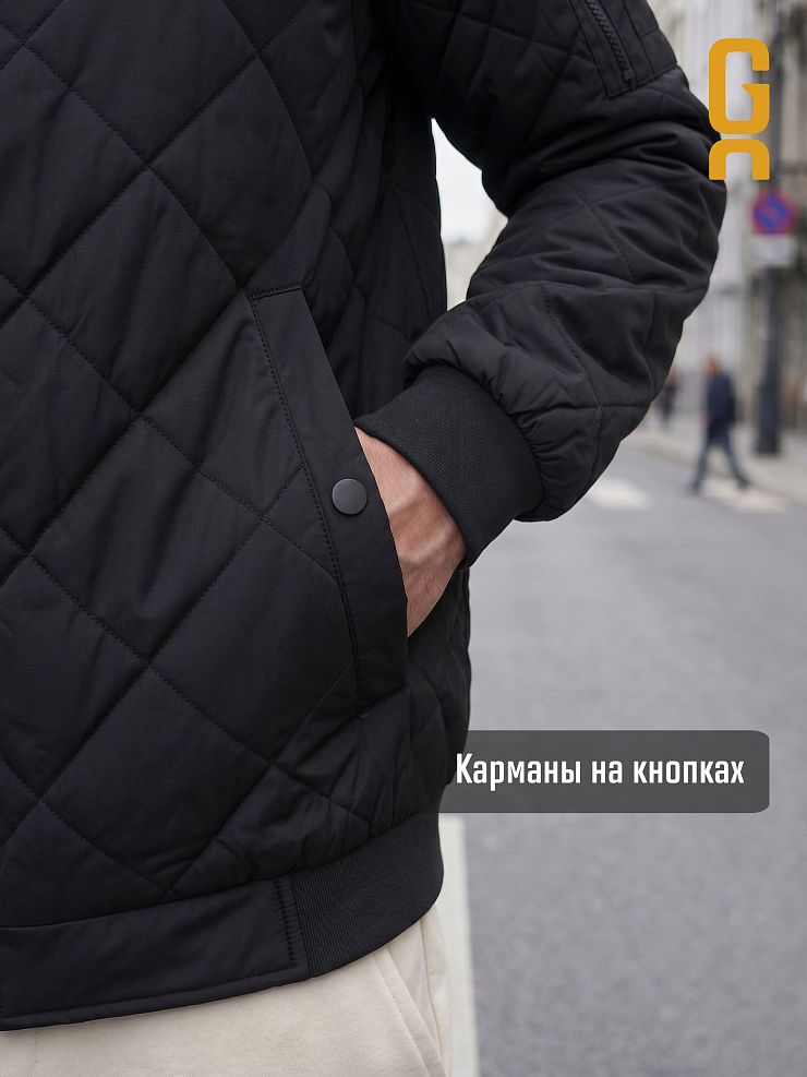 Бомбер мужской демисезонный GRIZMAN, черный, модель 72509