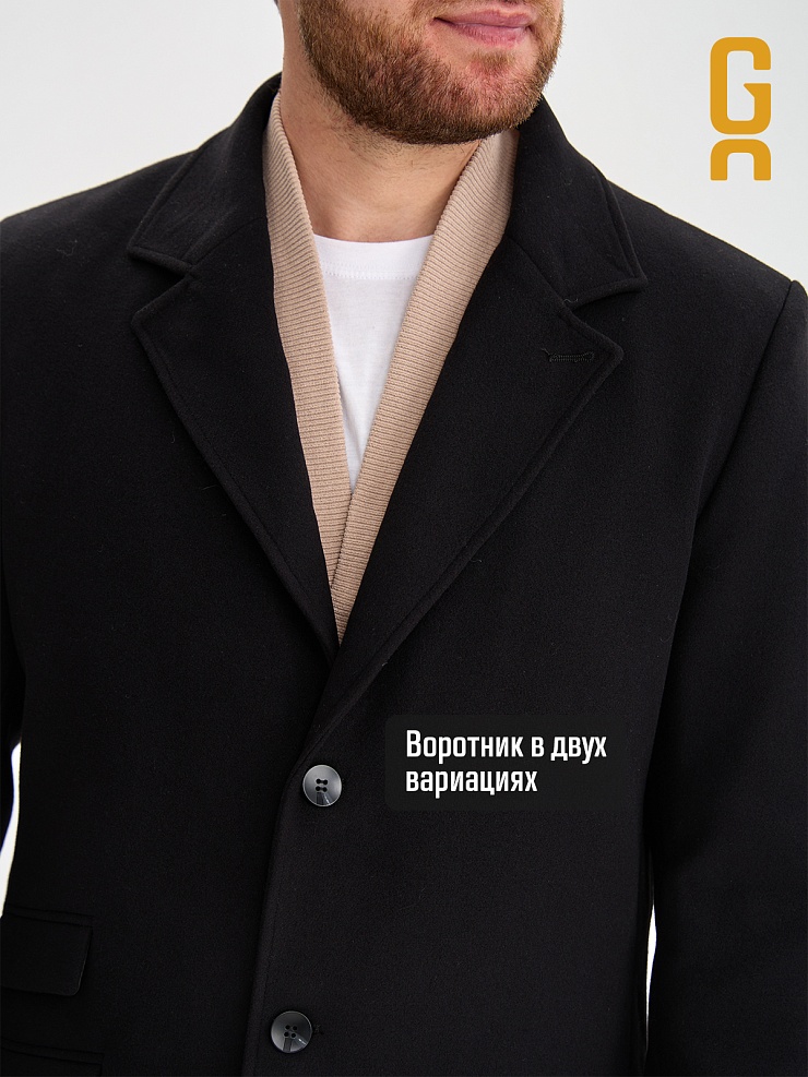 Пальто мужское осеннее GRIZMAN, черное, модель 73434