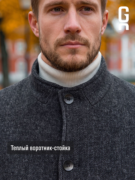 Пальто мужское осеннее GRIZMAN, темно-серое, модель 73678