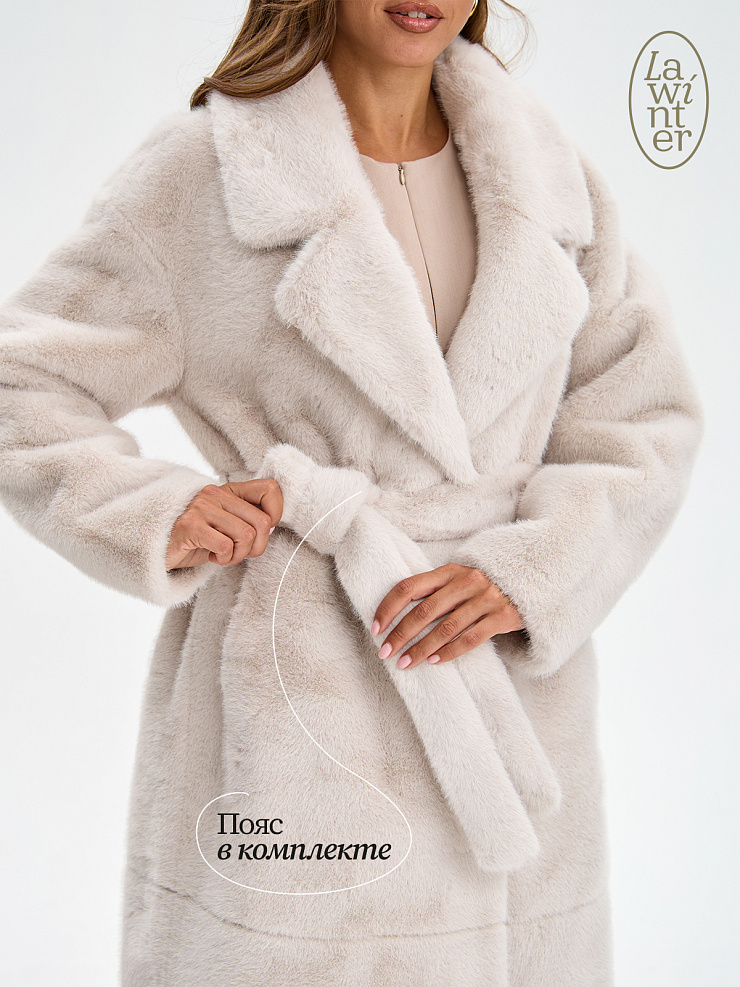 Шуба женская зимняя LAWINTER, молочная, модель 53933