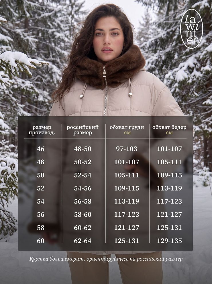Куртка женская зимняя LAWINTER, светло-серая, модель 85136