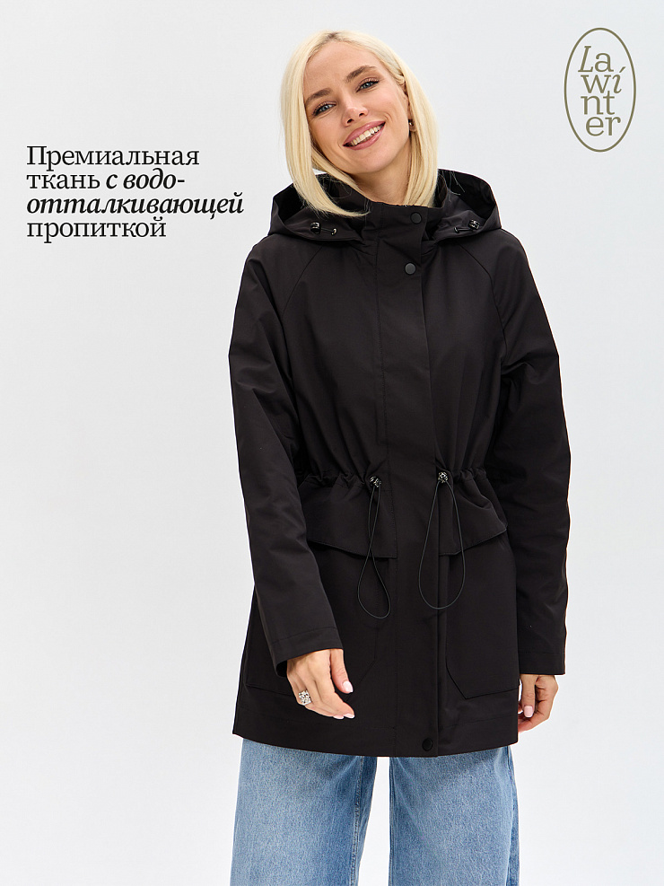 Куртка женская осенняя LAWINTER, черная, модель 83310