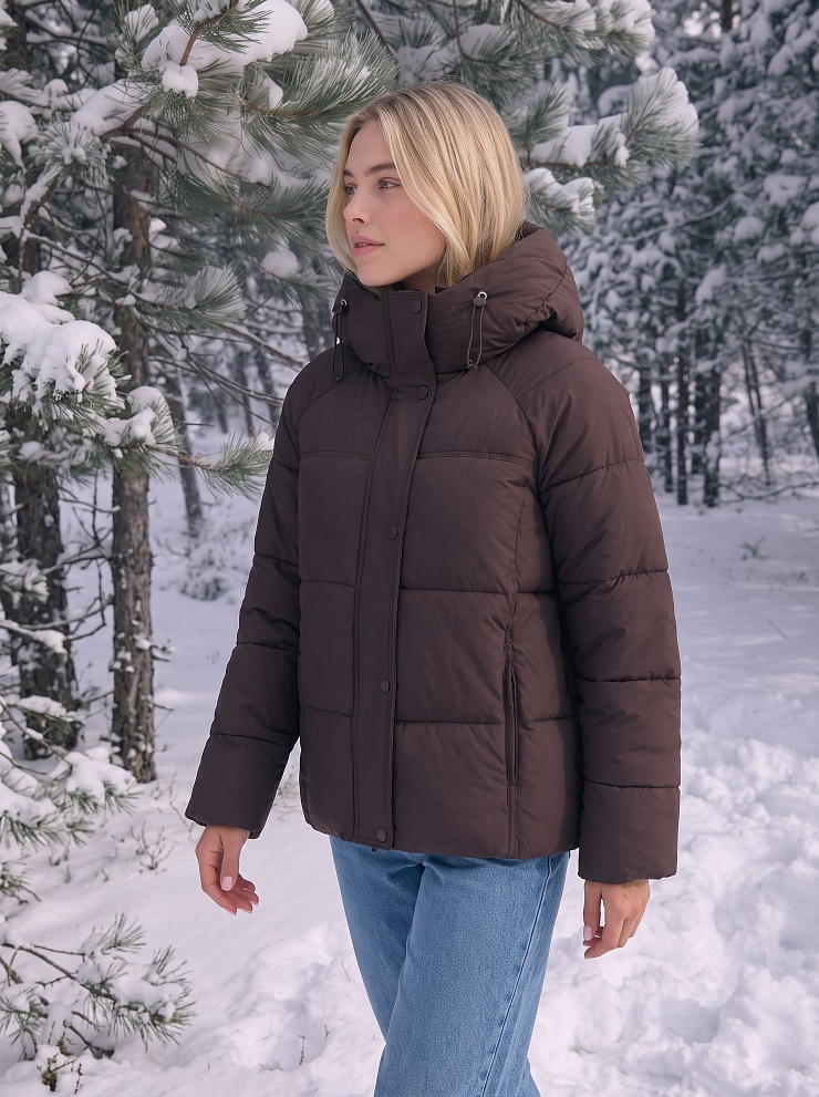 Куртка женская зимняя LAWINTER, коричневая, модель 85316