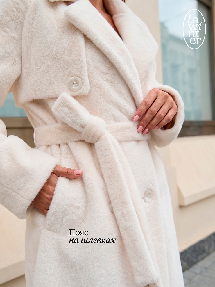 Пальто женское осеннее LAWINTER, молочное, модель 84867