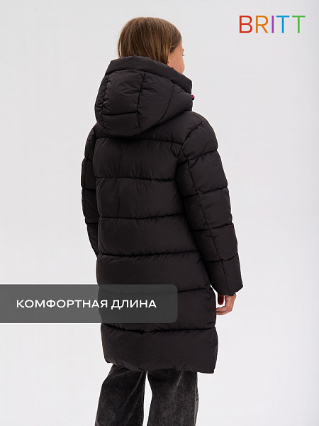 Куртка для девочки зимняя BRITT, черно-розовая, модель 65178
