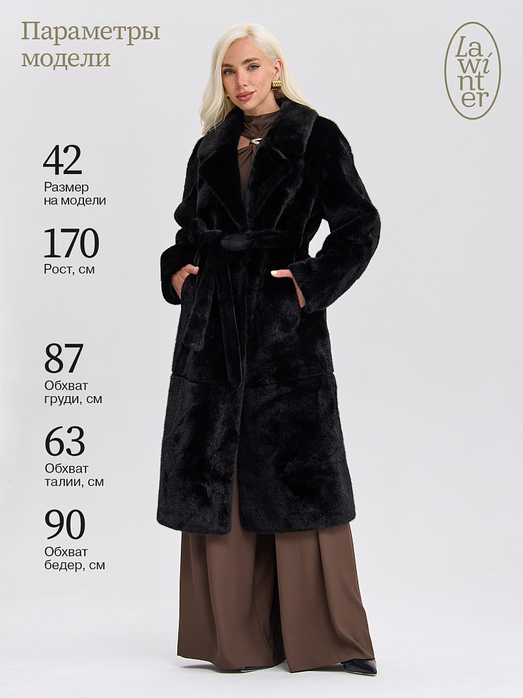 Шуба женская зимняя LAWINTER, черная, модель 53933