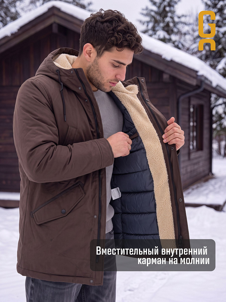 Парка мужская зимняя GRIZMAN, коричневая, модель 75880