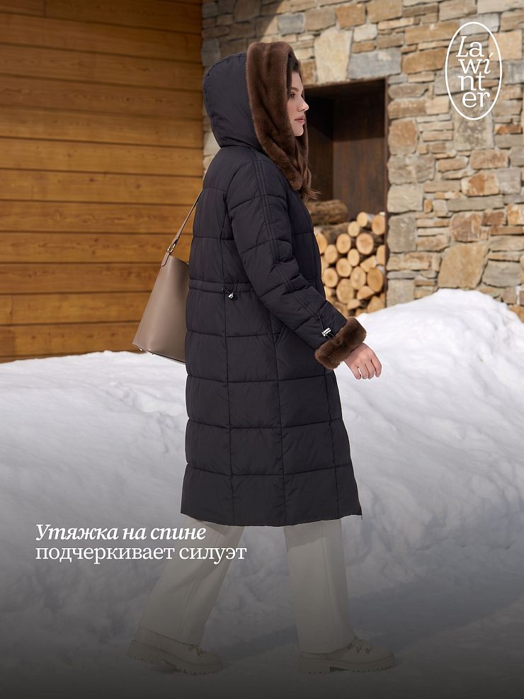 Пуховик женский зимний LAWINTER, черный, модель 85471