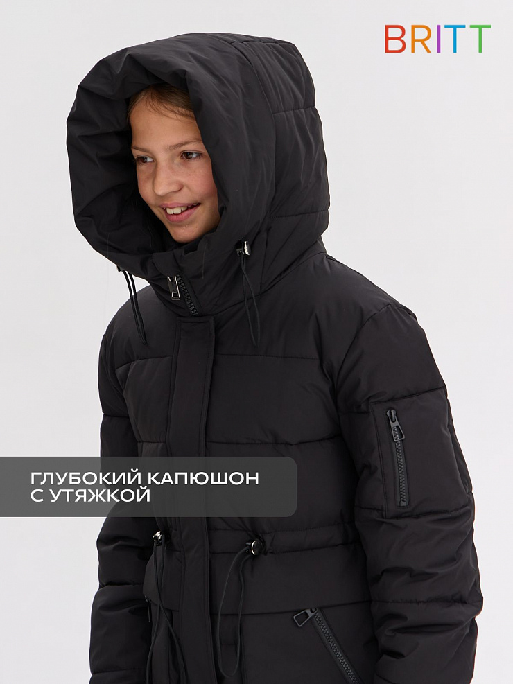 Куртка для девочки зимняя BRITT, черная, модель 65640