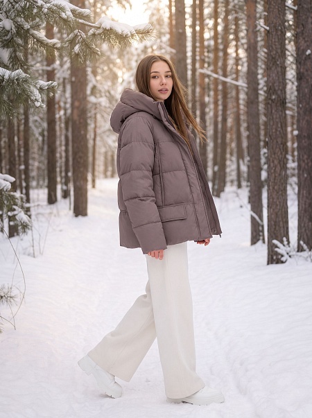Куртка женская зимняя LAWINTER, коричневая, модель 85221