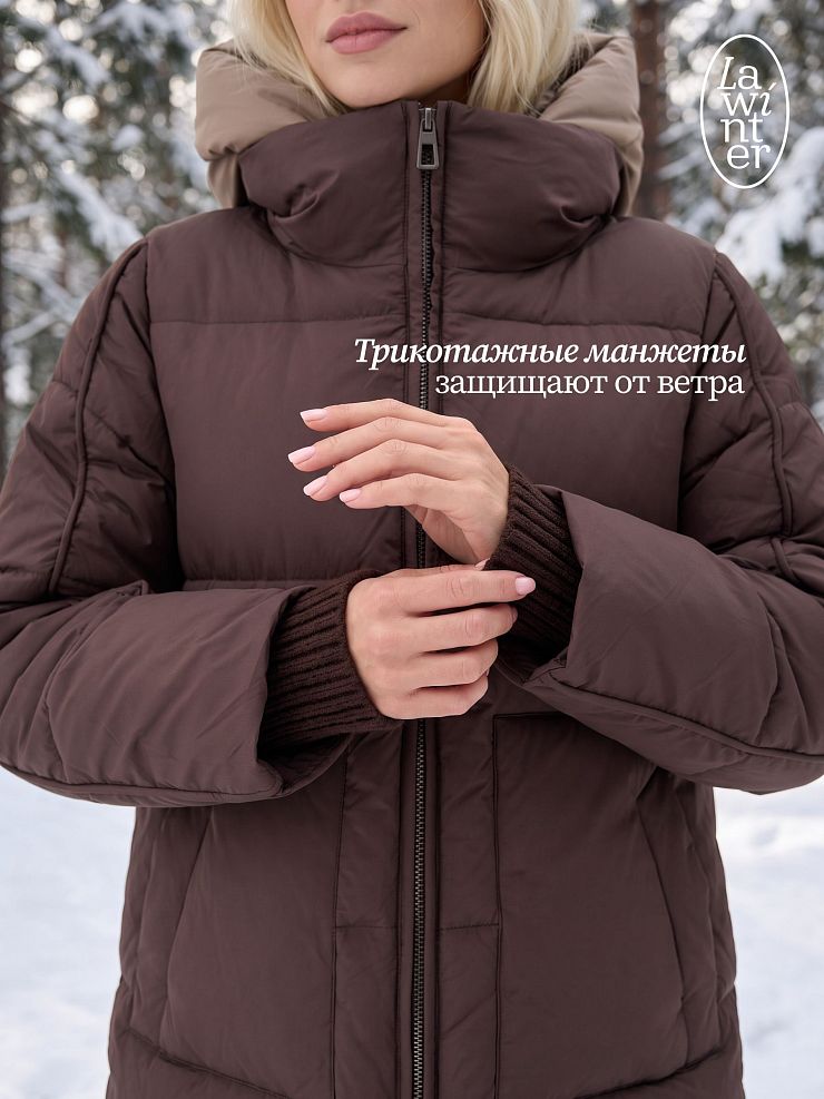Куртка женская зимняя LAWINTER, коричневая, модель 86538