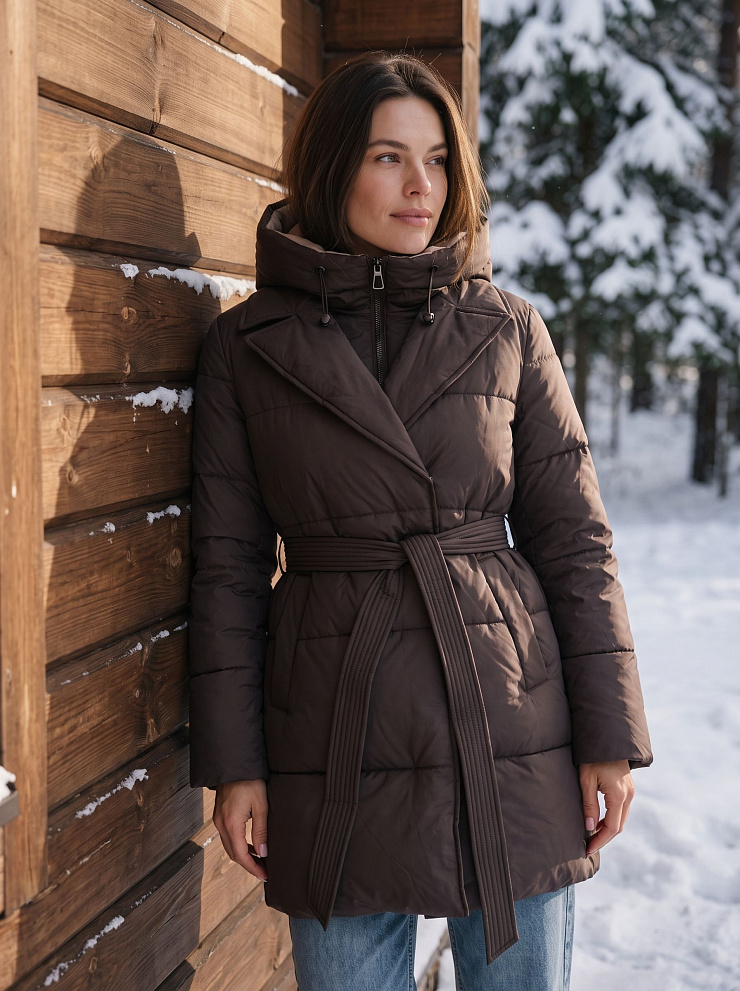 Куртка женская зимняя LAWINTER, коричневая, модель 86838