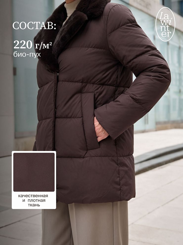Куртка женская зимняя LAWINTER, коричневая, модель 84739
