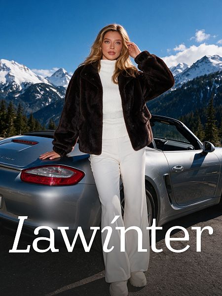 Шуба женская зимняя LAWINTER, коричневая, модель 56417