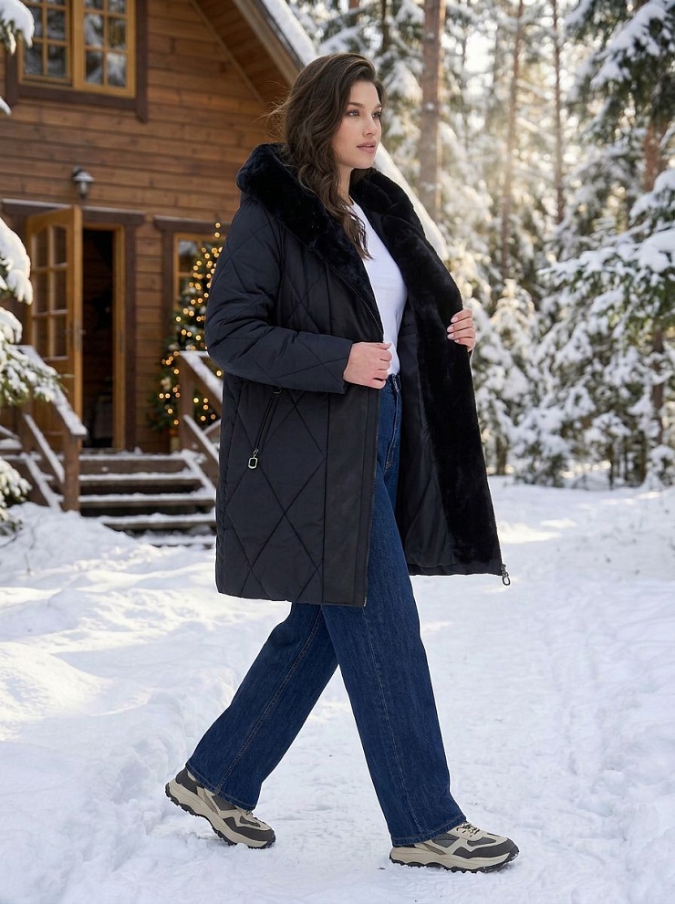 Куртка женская зимняя LAWINTER, черная, модель 84131