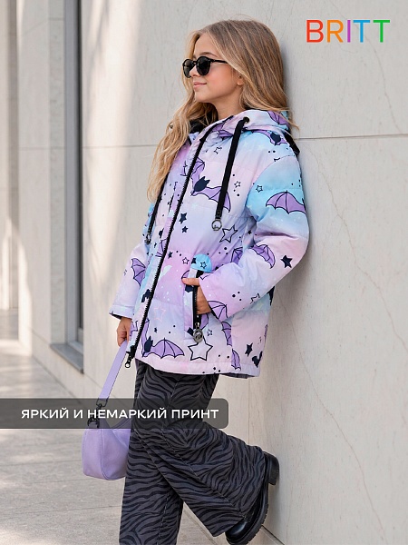 Куртка для девочки демисезонная BRITT, фиолетовая, модель 63751