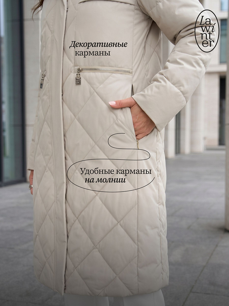 Пальто женское демисезонное LAWINTER, олива, модель 83462