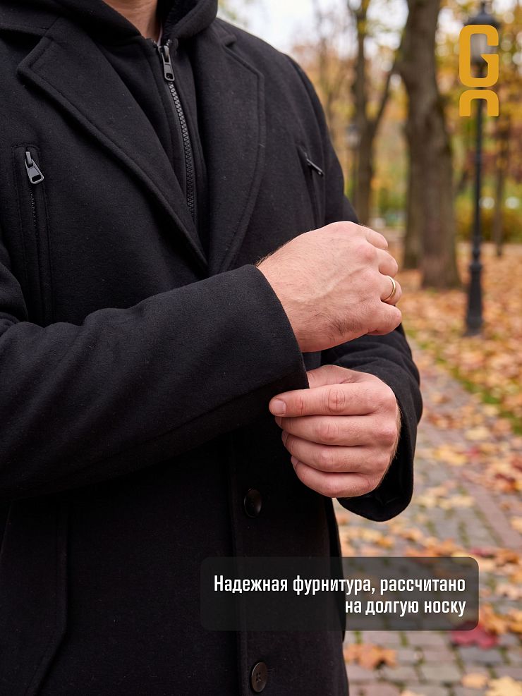 Пальто мужское демисезонное GRIZMAN, черное, модель 75546