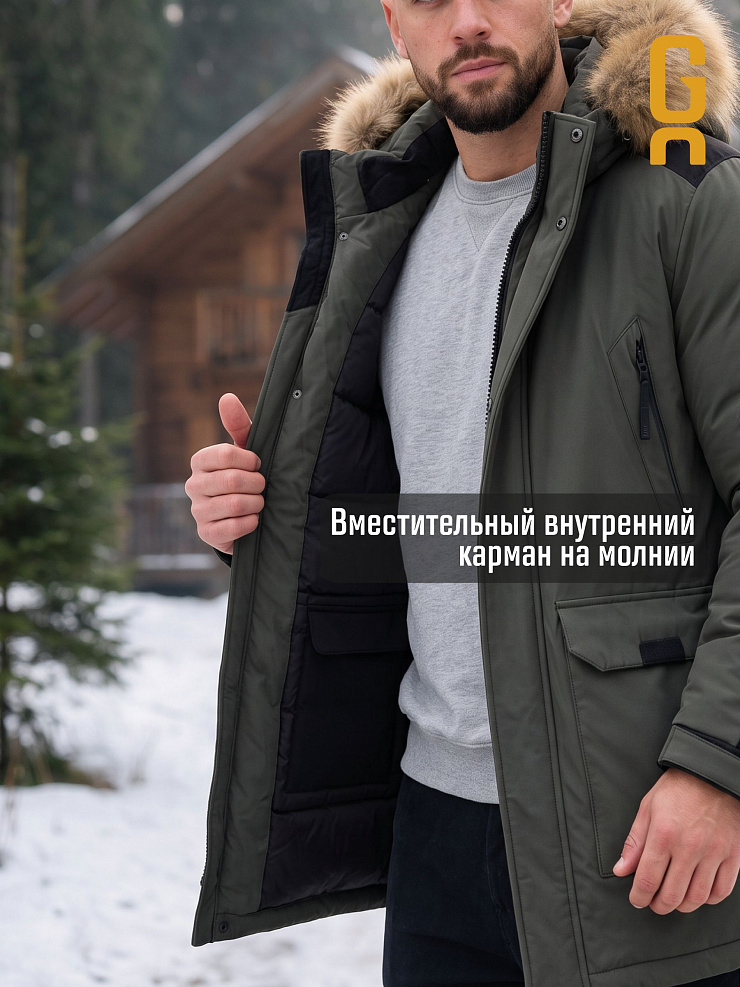 Парка мужская зимняя GRIZMAN, олива, модель 76894