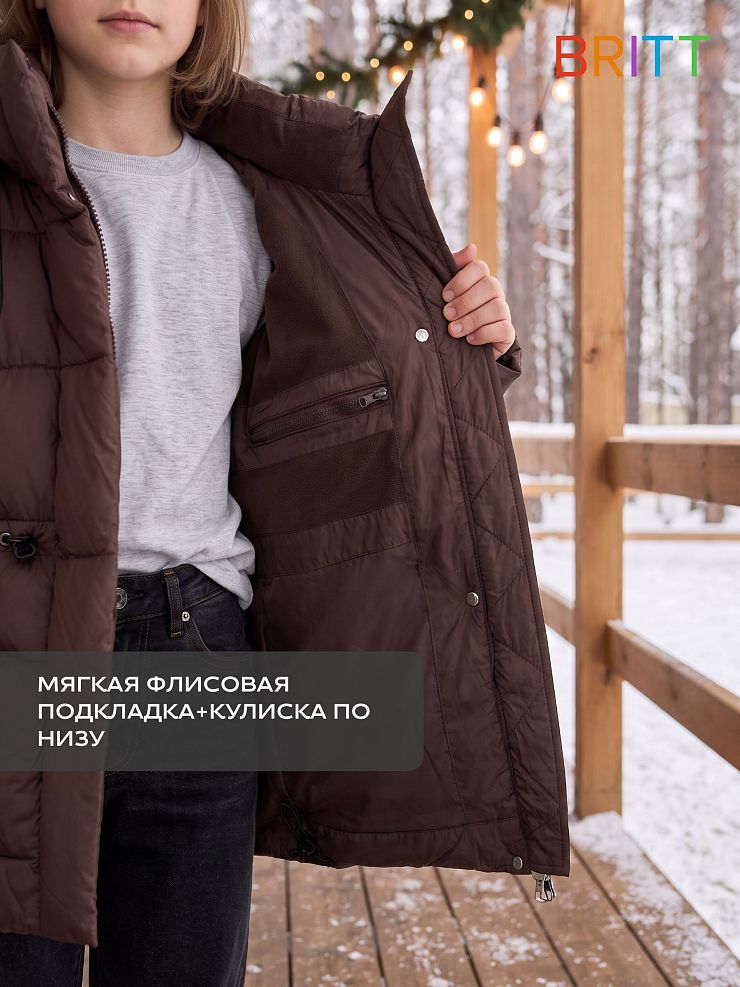 Куртка для девочки зимняя BRITT, коричневая, модель 66782