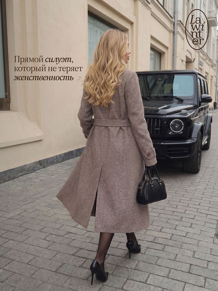 Пальто женское осеннее LAWINTER, капучино, модель 8573