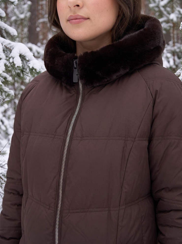 Куртка женская зимняя LAWINTER, коричневая, модель 86170