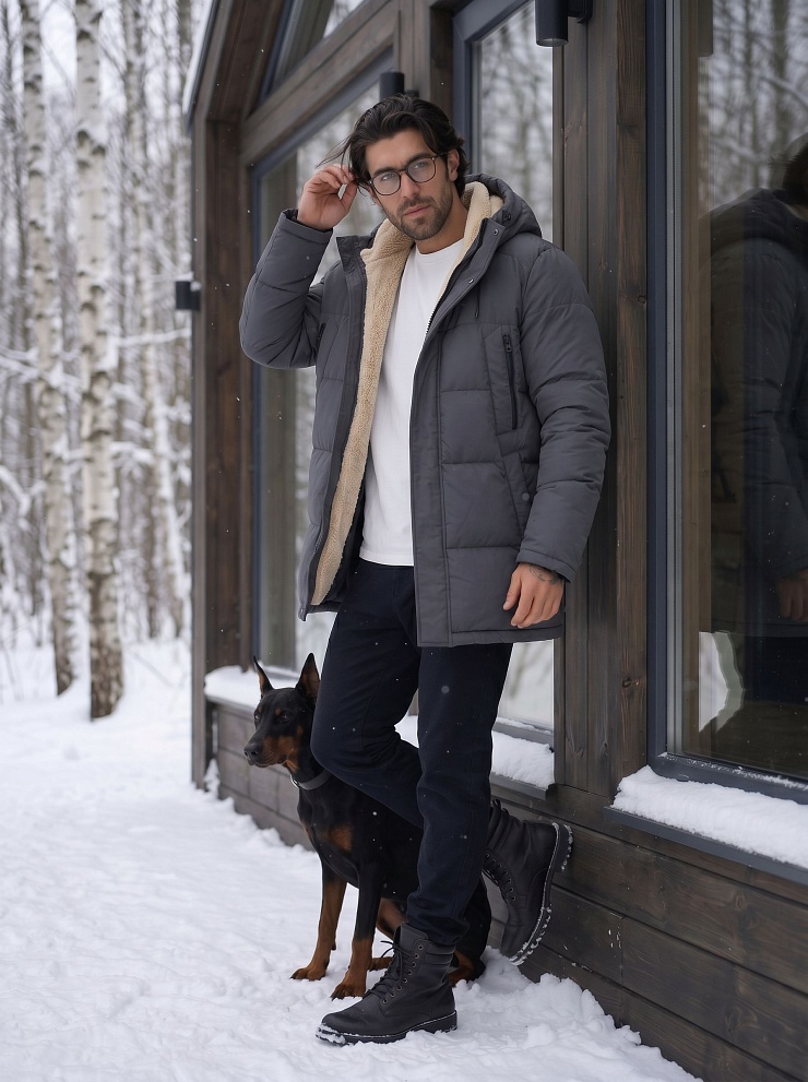 Пуховик мужской зимний GRIZMAN, темно-серый, модель 75192