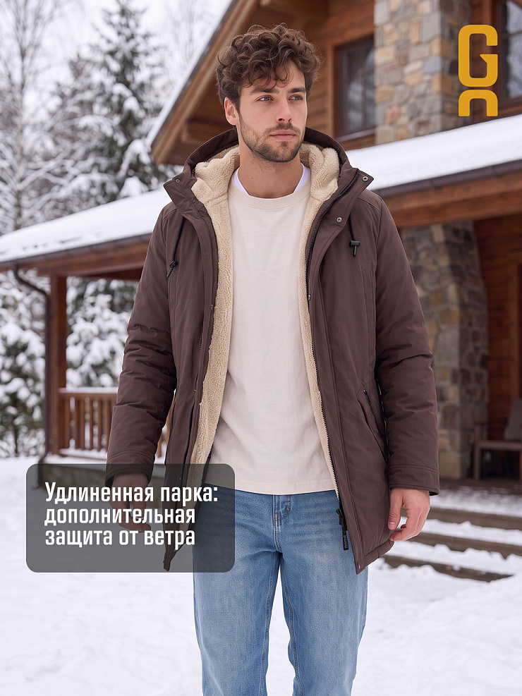 Парка мужская зимняя GRIZMAN, коричневая, модель 75315
