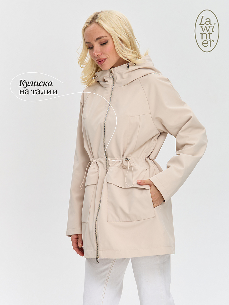 Куртка женская осенняя LAWINTER, бежевая, модель 8434
