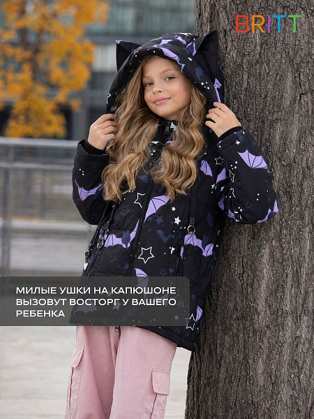 Куртка для девочки демисезонная BRITT, черная, модель 63751