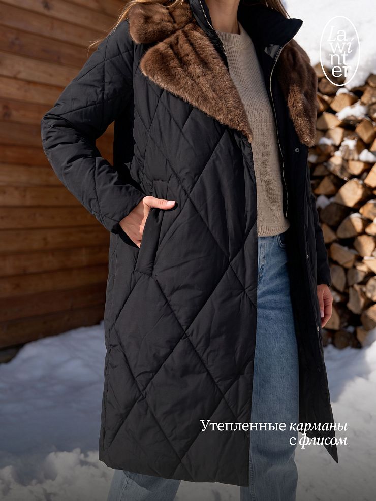 Пуховик женский зимний LAWINTER, черный, модель 86771