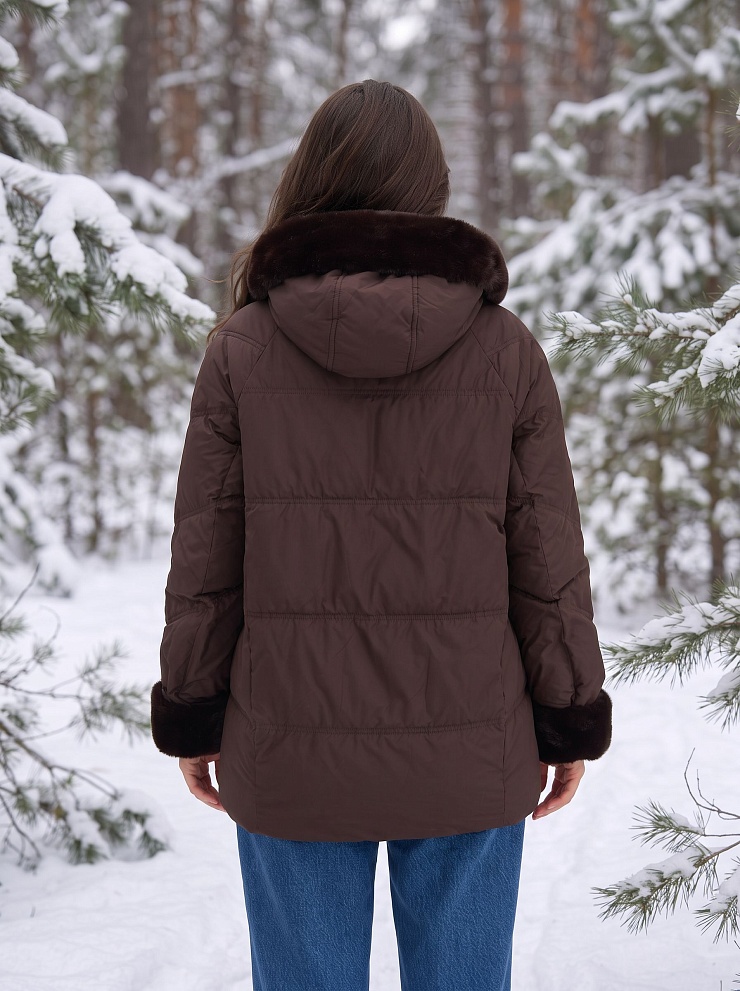 Куртка женская зимняя LAWINTER, коричневая, модель 86170