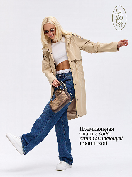 Плащ женский осенний LAWINTER, песок, модель 83967
