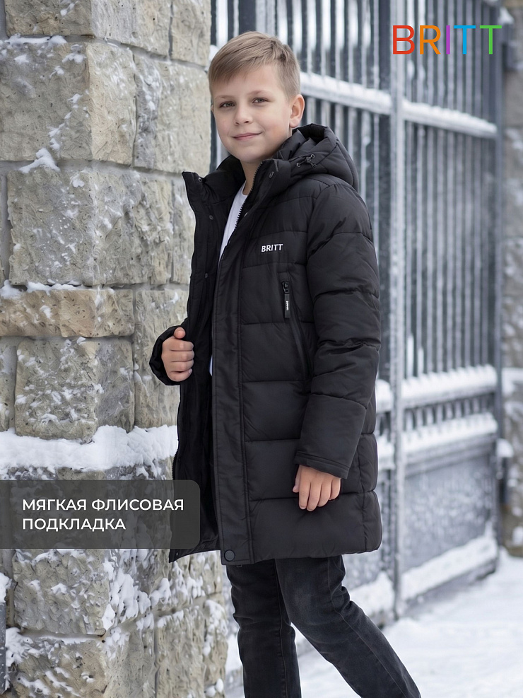 Куртка для мальчика зимняя BRITT, черная, модель 65832