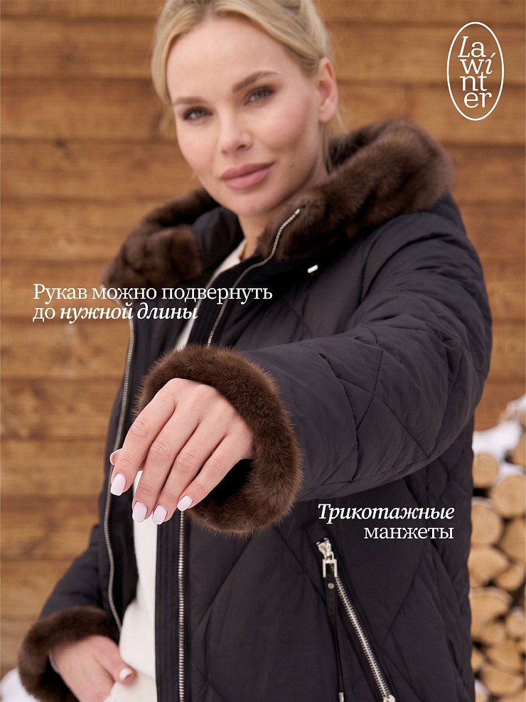 Пуховик женский зимний LAWINTER, черный, модель 84692