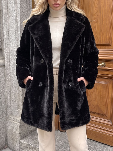 Шуба женская зимняя LAWINTER, черная, модель 55820