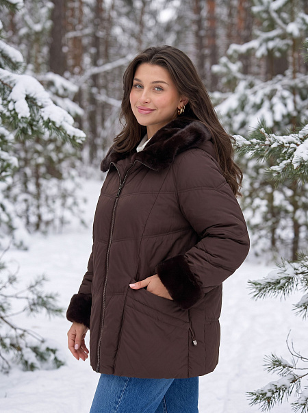 Куртка женская зимняя LAWINTER, коричневая, модель 86170