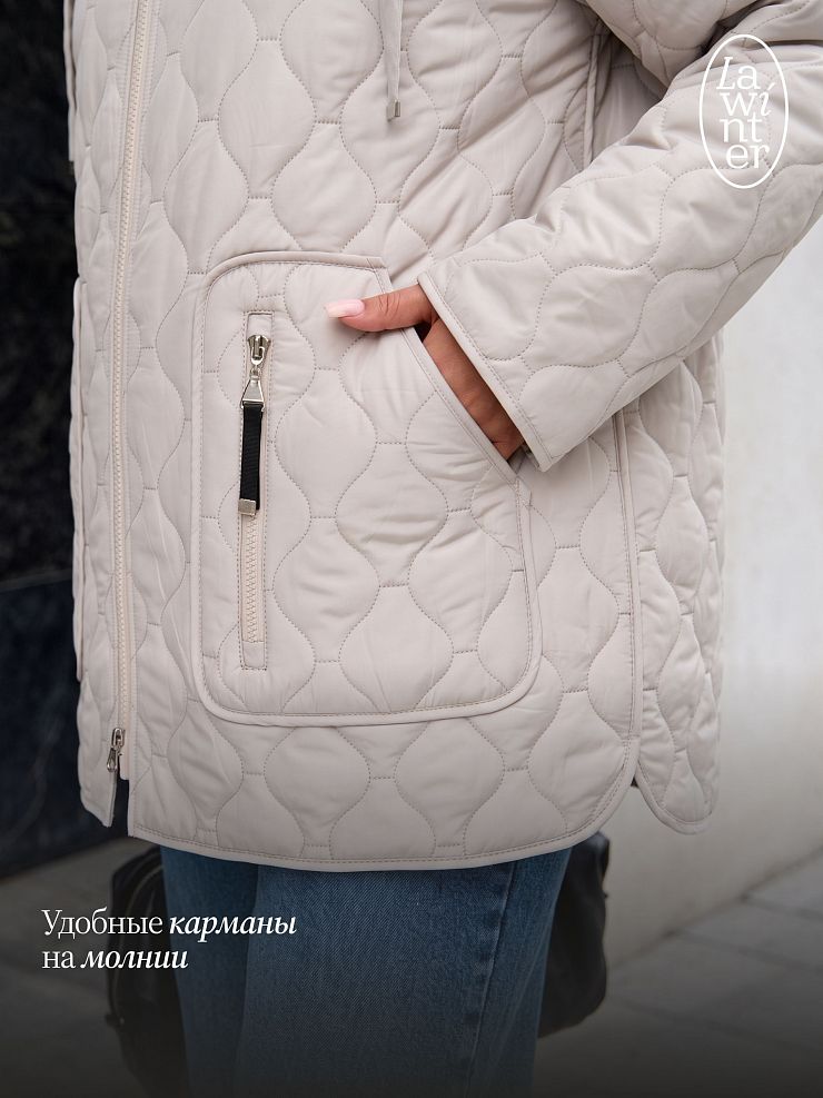 Куртка женская демисезонная LAWINTER, бежевая, модель 83594