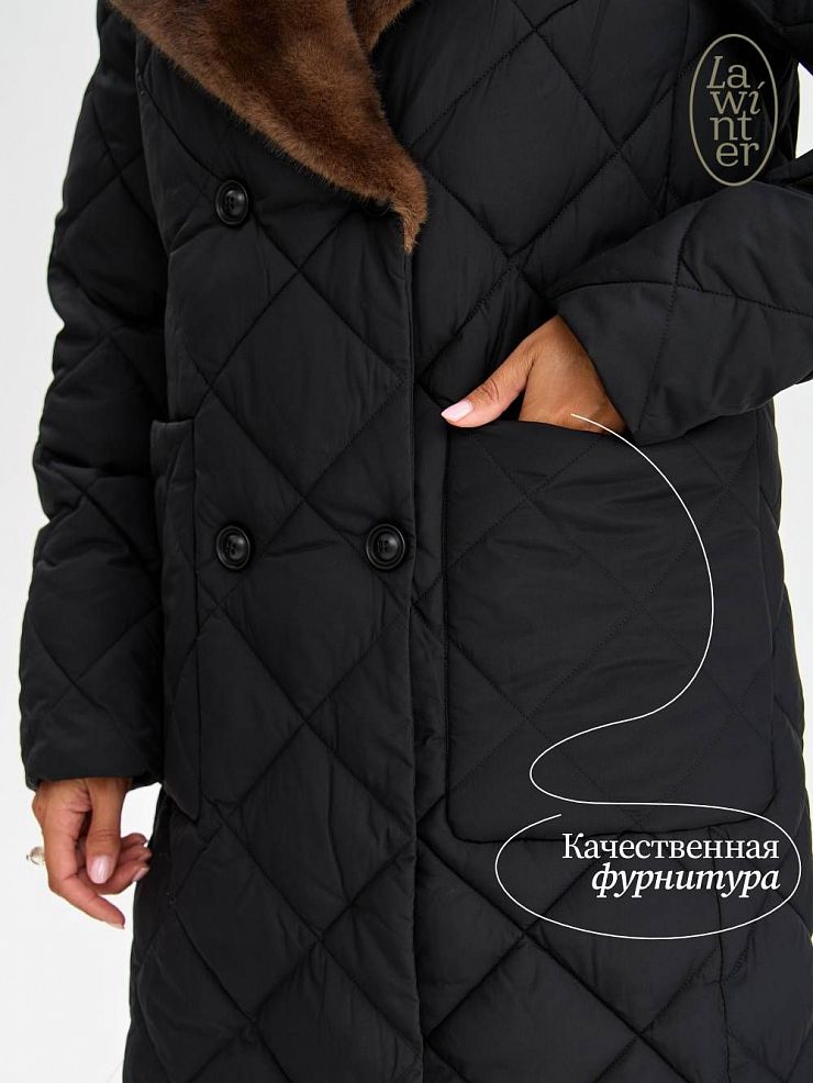 Пуховик женский зимний LAWINTER, черный, модель 83707