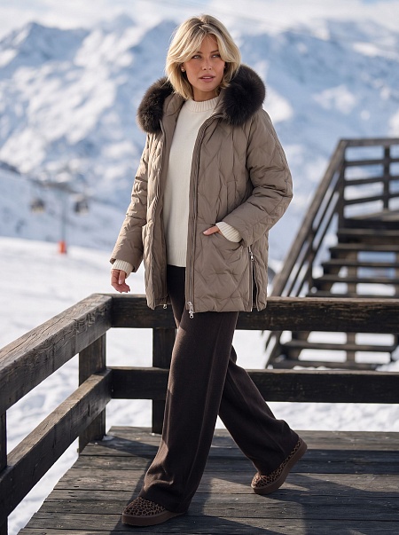Пуховик женский зимний LAWINTER, олива, модель 86326