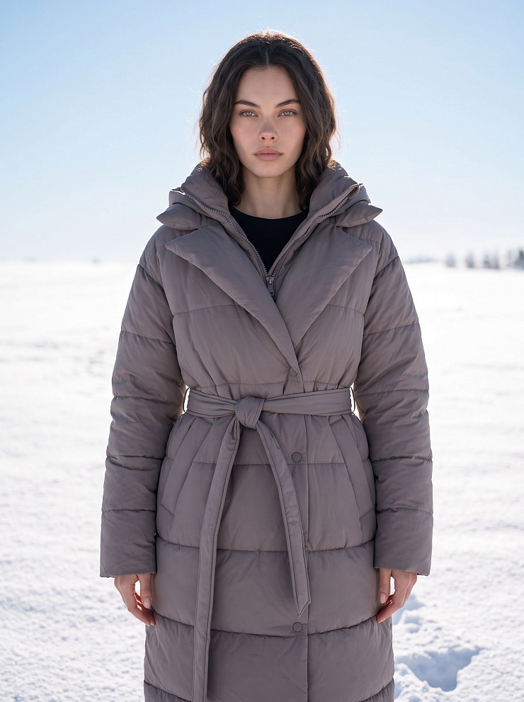 Пуховик женский зимний LAWINTER, темно-серый, модель 83451