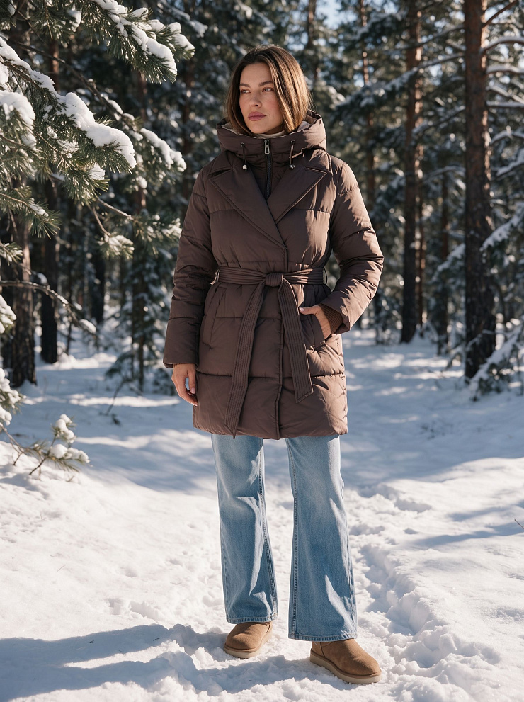 Куртка женская зимняя LAWINTER, коричневая, модель 86838