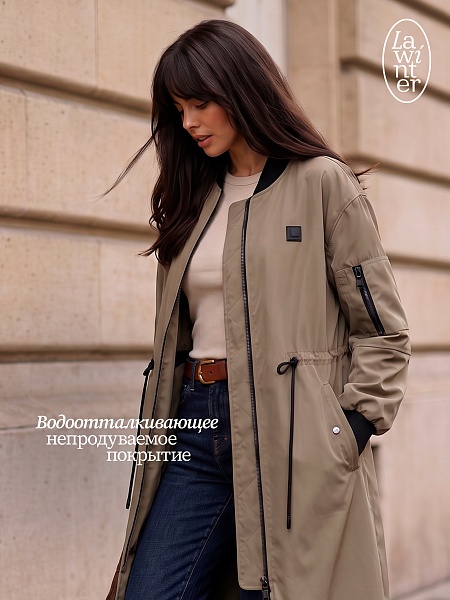 Плащ женский осенний LAWINTER, олива, модель 82433