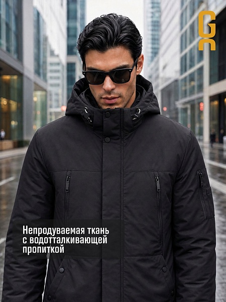 Куртка мужская демисезонная GRIZMAN, черная, модель 74786
