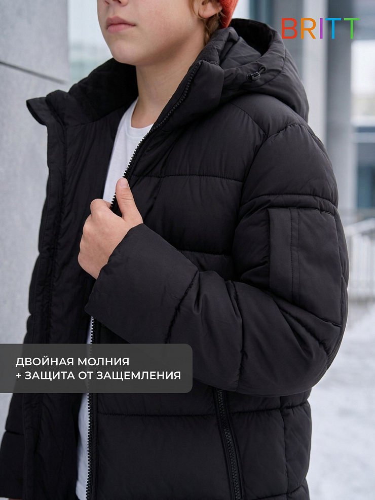 Куртка для мальчика зимняя BRITT, черная, модель 66121