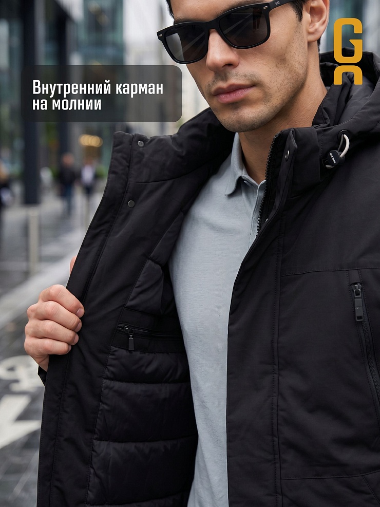 Куртка мужская демисезонная GRIZMAN, черная, модель 74786